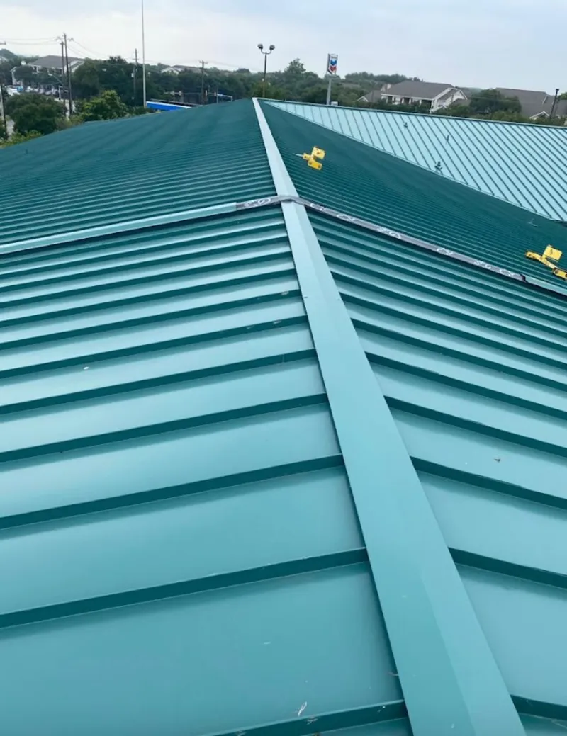 Green commercial metal roof ridge and valley for Metal Roof Repair in Munster